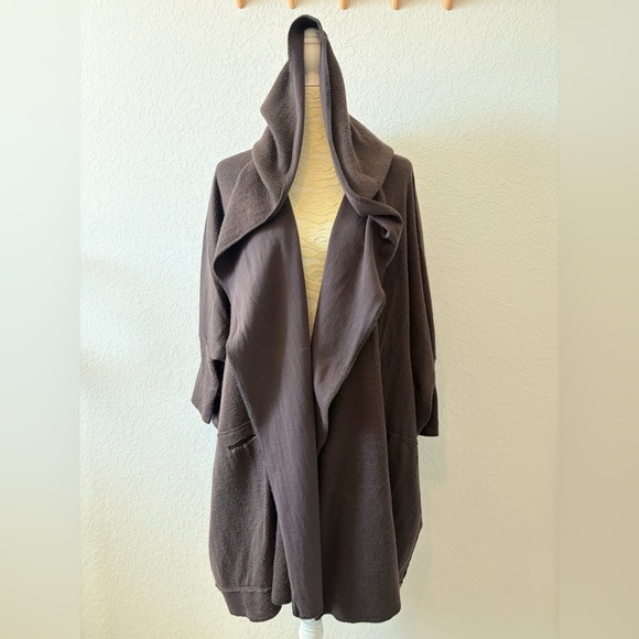 Pete & Greta by Johnny Was Dark Brown Lagenlook Open Front Cardigan Boho Small - Picture 3 of 14